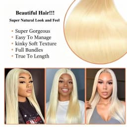 613 Bundles Human Hair Straight 1 3 4 Bundles Deal Smooth Brazilian Human Hair Bundle 30 32 34 36 38 Inch Long Honey Blonde Colored 100% Human Hair Extensions For Women