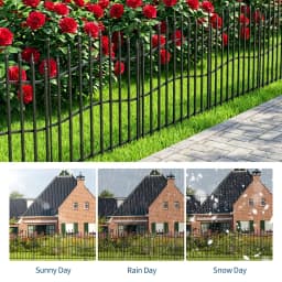 32 Inch No Dig Garden Fence 10 Pack, 22FT Metal Animal Barrier Panels With Gate, Decorative Yard Border For Patio Flower Beds