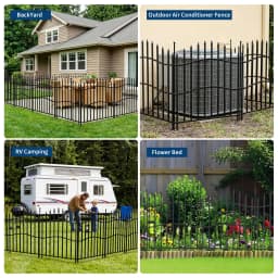 32 Inch No Dig Garden Fence 10 Pack, 22FT Metal Animal Barrier Panels With Gate, Decorative Yard Border For Patio Flower Beds