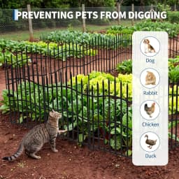 32 Inch No Dig Garden Fence 10 Pack, 22FT Metal Animal Barrier Panels With Gate, Decorative Yard Border For Patio Flower Beds