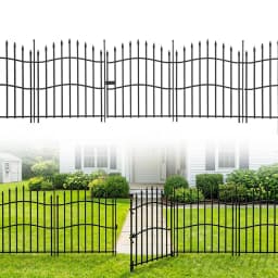 32 Inch No Dig Garden Fence 10 Pack, 22FT Metal Animal Barrier Panels With Gate, Decorative Yard Border For Patio Flower Beds