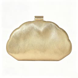 Women Cloud Shape Gold Evening Clutch Bag Metallic Wavy Texture Hardcase Handbag Detachable Chain Crossbody Purse Wedding Party Prom Formal Dinner Shoulder Bag