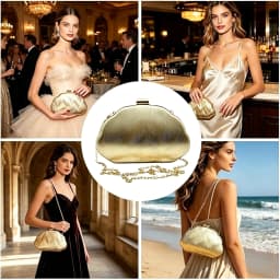 Women Cloud Shape Gold Evening Clutch Bag Metallic Wavy Texture Hardcase Handbag Detachable Chain Crossbody Purse Wedding Party Prom Formal Dinner Shoulder Bag
