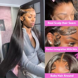 40 42 Inch Bone Straight Human Hair Wigs 13x6 HD Transparent Lace Frontal Human Hair 13x4 Pre Cut Lace Frontal Wig 250 Density 5x5 Ready to Go HD Lace Glueless Wigs Brazilian For Women