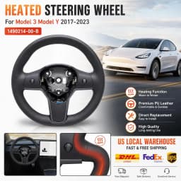 For Tesla Model 3 Model Y 2017-2023 Heated Steering Wheel PU Leather Car Steering Wheel with Heating Function 1490214-00-B