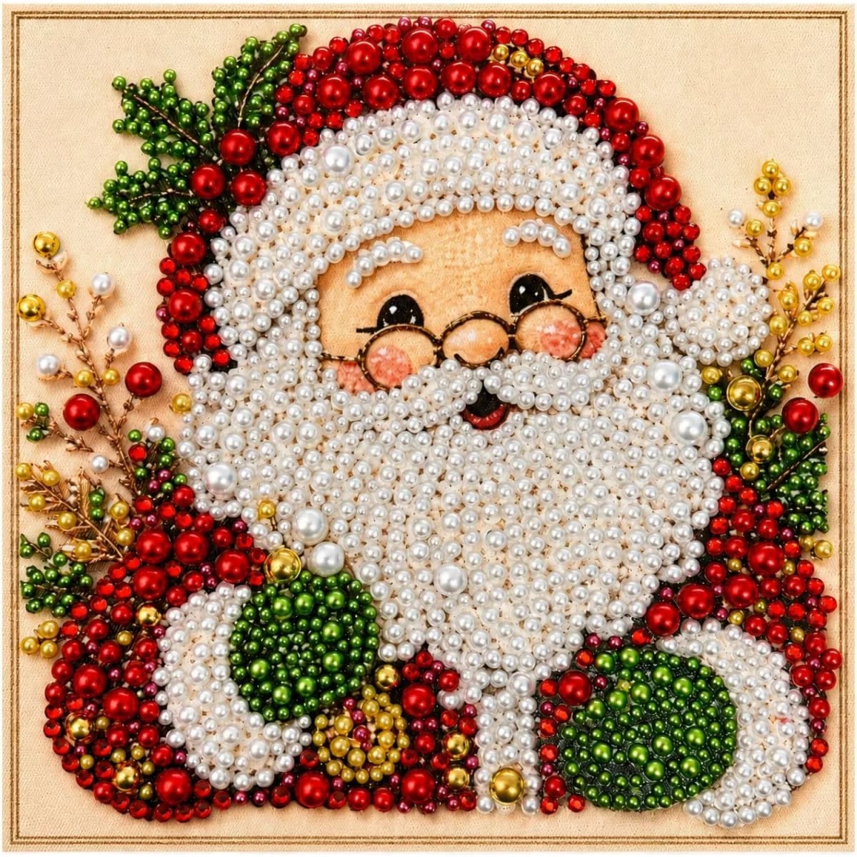 Pearl Christmas Diamond Art Kit for Adults, Santa Claus DIY Gem Painting Craft Set, Festive Holiday Wall Hanging Decor, Sparkling Christmas Home Decoration Gift