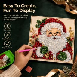 Pearl Christmas Diamond Art Kit for Adults, Santa Claus DIY Gem Painting Craft Set, Festive Holiday Wall Hanging Decor, Sparkling Christmas Home Decoration Gift