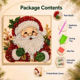 Pearl Christmas Diamond Art Kit for Adults, Santa Claus DIY Gem Painting Craft Set, Festive Holiday Wall Hanging Decor, Sparkling Christmas Home Decoration Gift