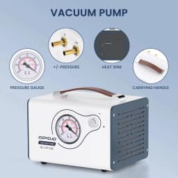 GOYOJO Lab Vacuum Pump, 15L/min Oilless Diaphragm Vacuum Filtration Pump with Adjustable Flow & Dual Pressure, Portable Oil-Free Laboratory Pump with 2 Hoses for Filtration, Distillation & Extraction