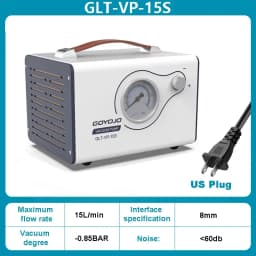 GOYOJO Lab Vacuum Pump, 15L/min Oilless Diaphragm Vacuum Filtration Pump with Adjustable Flow & Dual Pressure, Portable Oil-Free Laboratory Pump with 2 Hoses for Filtration, Distillation & Extraction