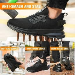 Men Steel Toe Work Shoes Impact Resistant Steel Toe Cap Lightweight Comfortable Industrial Safety Sneakers Wear Resistant Durable Construction Footwear Full Sizes Available for Women Men Ideal for Labor Day Father’s Day Gifting