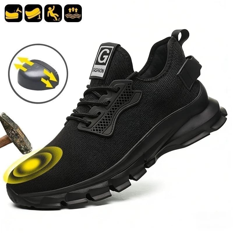Men Steel Toe Work Shoes Impact Resistant Steel Toe Cap Lightweight Comfortable Industrial Safety Sneakers Wear Resistant Durable Construction Footwear Full Sizes Available for Women Men Ideal for Labor Day Father’s Day Gifting