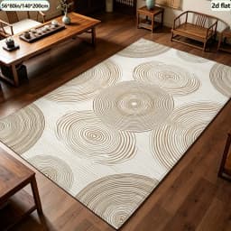 Boho Wood Ring Texture Carpet Flooring, Natural Wood Grain Pattern Area Rug Soft Floor Mat for Living Room Bedroom Home Ornament