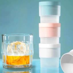 Chiclify Ice Ball Molds, 6PCS Reusable Large Round Ice Cube Mold, Stackable Easy-Release Silicone Ice Balls Maker Mold for Whiskey Cocktails Bourbon and Drinks (6, Blue+White+Pink)