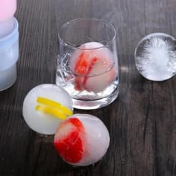 Chiclify Ice Ball Molds, 6PCS Reusable Large Round Ice Cube Mold, Stackable Easy-Release Silicone Ice Balls Maker Mold for Whiskey Cocktails Bourbon and Drinks (6, Blue+White+Pink)