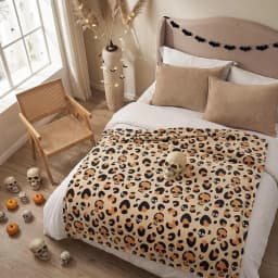 FuWeave Halloween Throw Blanket Leopard Skull Flannel Blanket