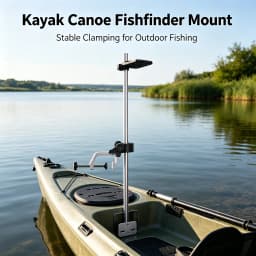 Universal Transducer Bracket Portable Fishfinder Mount, 360° Rotatable Fishing Boat Bracket with 3.15" Max Clamp Opening, Adjustable Height for Kayak Canoe Raft, Silver/Black