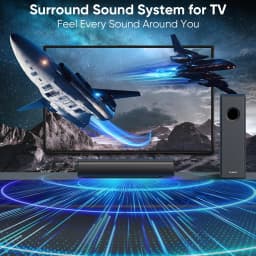 70W 2.1-Channel Compact Soundbar System with 14.2-Inch Soundbar and 4-Inch Subwoofer, Enhanced Surround Audio for TV and Home Theater, Bluetooth/Optical/Auxiliary Inputs
