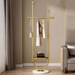 Clothing Rack Gold Metal Freestanding Heavy Duty Clothes Rack with Marble Base for Bedroom Entryway Living Room Boutique Retail Store Display, Multipurpose Garment Hanger Coat Tree Stand for Hats Scarves Jackets Bags Coats Dresses Suits Pants, Sturdy