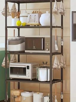 5-Tier Heavy-Duty Metal Storage Rack - Black & White 2-Color Options, Multi-Functional For Kitchen, Garage, Freestanding Bookshelf, Indoor & Outdoor Standing Shelf