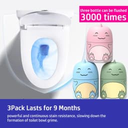 3pcs Automatic Toilet Bowl Cleaner Cute Dinosaur Shape Long Lasting Flush Tank Deodorizer with Lift Cord for Home Bathroom