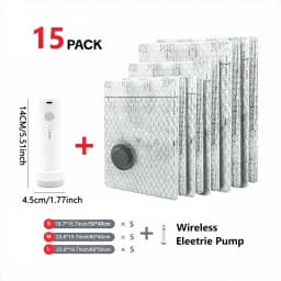 15PCS Travel Vacuum Compression Bags, With Rechargeable Air Pump, Carry-On Size Space Saver Bags For Luggage And Suitcases(15 PCS With Air Pump)/sh260611115231830798528