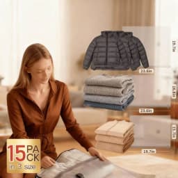 15PCS Travel Vacuum Compression Bags, With Rechargeable Air Pump, Carry-On Size Space Saver Bags For Luggage And Suitcases(15 PCS With Air Pump)/sh260611115231830798528