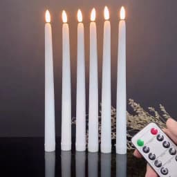 6/12Pack LED Flameless Ivory Taper Candles Flickering with Remote 3D Wick Battery Operated Christmas Window Candle Wedding Decor