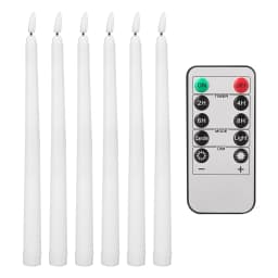 6/12Pack LED Flameless Ivory Taper Candles Flickering with Remote 3D Wick Battery Operated Christmas Window Candle Wedding Decor