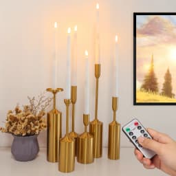 6/12Pack LED Flameless Ivory Taper Candles Flickering with Remote 3D Wick Battery Operated Christmas Window Candle Wedding Decor