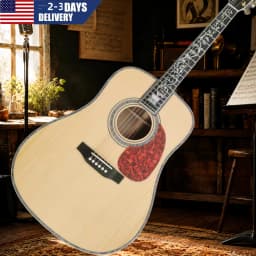 Hot Sale D45 Acoustic Guitar Solid Spruce Top with Small Flower Vase Abalone Shell Inlaid 20 Frets