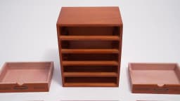 Brown Pine Wood Desk Organizer With 5 Drawers, 5kg Load‑Capacity Pre‑Assembled Desktop Storage Cabinet With Label Slot for Office Home Stationery Cosmetics Organization