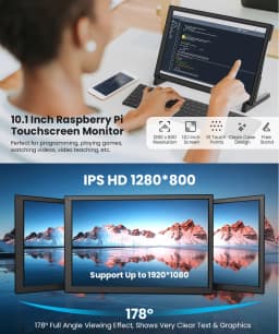 Eyoyo 10.1-inch Capacitive Touchscreen for Raspberry Pi LCD Display 1280x800 HD IPS Screen Driver-free Portable HDMI Touch Monitor Supports Banana Pi&Gaming Consoles