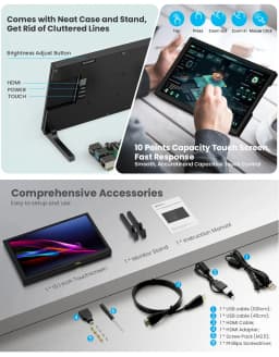 Eyoyo 10.1-inch Capacitive Touchscreen for Raspberry Pi LCD Display 1280x800 HD IPS Screen Driver-free Portable HDMI Touch Monitor Supports Banana Pi&Gaming Consoles