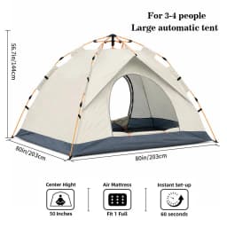 Fully Automatic Instant-Setup Oxford Fabric Camping Tent for 2-4 People - Windproof, Waterproof, Sunscreen, Moisture-Proof - Ideal for Outdoor Camping, Family Gatherings, Camping Gift for Holidays, Tents For Camping, Spacious Interior
