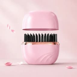 Mini Cordless Hair Straightener Brush USB Rechargeable, 3‑Speed Temperature Control Anti‑Scald Shell Lightweight Portable Travel Hair Styling Tool