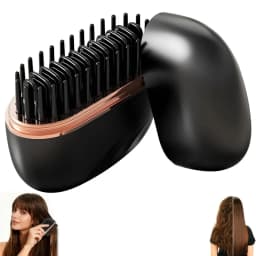 Mini Cordless Hair Straightener Brush USB Rechargeable, 3‑Speed Temperature Control Anti‑Scald Shell Lightweight Portable Travel Hair Styling Tool