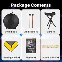 Hand Pan Drum, G Minor 9 Notes 18 Inches Meditation Drum, Musical Instruments, Portable Handpan Set for Children, Boys, Girls, Adults