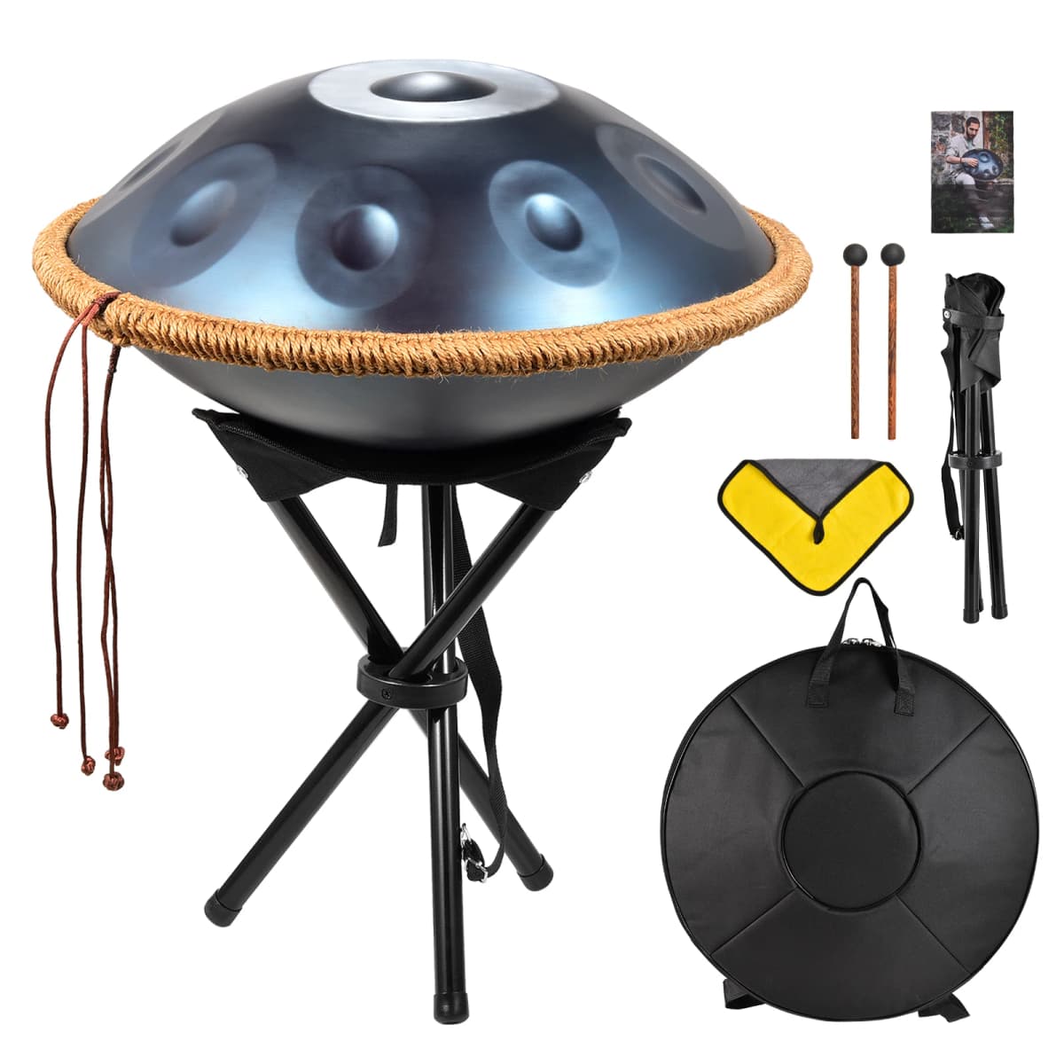 Hand Pan Drum, G Minor 9 Notes 18 Inches Meditation Drum, Musical Instruments, Portable Handpan Set for Children, Boys, Girls, Adults