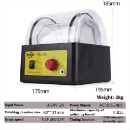 110V Min Rotary Tumbler Polisher 3pcs/Kit Jewelry Polishing Machine PG-085 100-268rpm Adjustable Speed Metal Jewelry Rotation Barrel Polisher 0.85L Capacity Small Jewelry Polishing Tools Equipment
