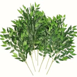 16/ 24/32pcs Italian Ruscus Greenery Stems, 27.6in Artificial Green Leaf Garland Vines Hanging Spray For Wedding Arch Bouquet Filler Table Centerpieces Home Decor