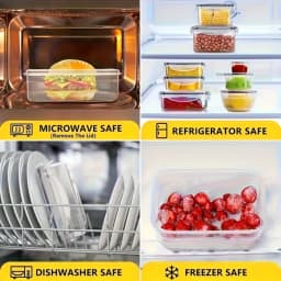 8-PC BPA-Free Airtight Food Containers with Locking Lids - Microwave/Freezer Safe PP Plastic Storage for Dry Goods/Fruit/Veggies