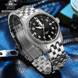 ADDIESDIVE Men Elegant Luxury Automatic Mechanical Wristwatch 39mm Sapphire Crystal 8215 Movement C3 Super Luminous 200M Waterproof Business Analog Watch AD2519