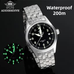 ADDIESDIVE Men Elegant Luxury Automatic Mechanical Wristwatch 39mm Sapphire Crystal 8215 Movement C3 Super Luminous 200M Waterproof Business Analog Watch AD2519