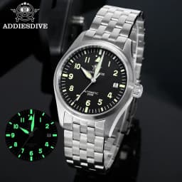 ADDIESDIVE Men Elegant Luxury Automatic Mechanical Wristwatch 39mm Sapphire Crystal 8215 Movement C3 Super Luminous 200M Waterproof Business Analog Watch AD2519