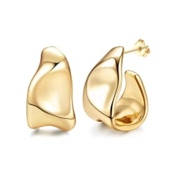 Chunky Hoop Earrings for Women 925 Sterling Silver Hoop Earrings Hypoallergenic 14K Gold Plated Earring Open Huggie Teardrop Earring,Statement Jewellery