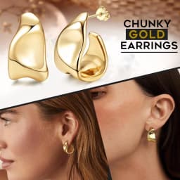 Chunky Hoop Earrings for Women 925 Sterling Silver Hoop Earrings Hypoallergenic 14K Gold Plated Earring Open Huggie Teardrop Earring,Statement Jewellery