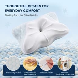 JHK Ergonomic Queen Size Cervical Contour Pillows For Neck 1 Pack Pain Relief Memory Foam Bed Pillow with Cooling Pillowcase