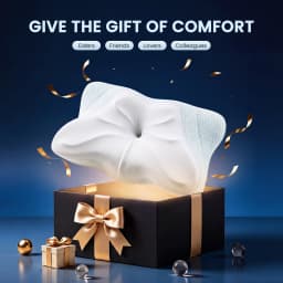 JHK Ergonomic Queen Size Cervical Contour Pillows For Neck 1 Pack Pain Relief Memory Foam Bed Pillow with Cooling Pillowcase
