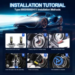 Roadsun Car LED Headlight Bulbs 120W 22000LM CANBUS Super Bright 9005/HB3 High/Low Beam LED Car Headlamps 6000K DC12V 3570 CSP Chips Auto Light Bulbs Universal Fit For Car Motors